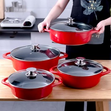 烹飪用具麥飯石火鍋鍋家用不粘湯鍋鋁鍋蒸鍋燜鍋電磁爐火鍋專用鍋