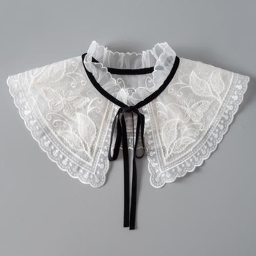 韓版花邊立領假領子女外搭蕾絲小披肩歐根紗繡花毛衣領減齡裝飾領