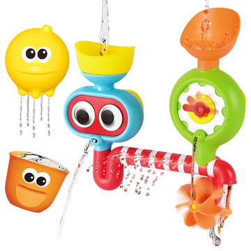 LET'S TOY 潛水造型洗澡玩具組 咕嚕旋轉 眼睛可轉動 帶動水車旋轉 瀑布水流效果 有吸盤  顏色隨機  1組