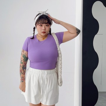 LULUS/PLUS/現貨/經典不敗高彈力短版上衣１２色【A01250581】250723