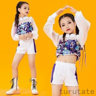 キッズダンス衣装 キッズ セットアップ トップス パンツ 韓国 キラキラ スパンコール チアダンス衣装 かっこいい チア チアガール 応援団 練習着 発表会 通販 Lineポイント最大get Lineショッピング