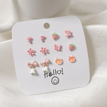 【耳釘套組】溫柔粉色係列耳釘 銀針耳釘 小巧個性耳環 甜美組合套裝耳飾