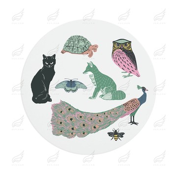 精緻時尚陶瓷杯墊[熱轉印印製](版畫-動物)杯墊 陶瓷杯墊 熱轉印 送禮小物 婚禮小物 企業送禮 紀念品