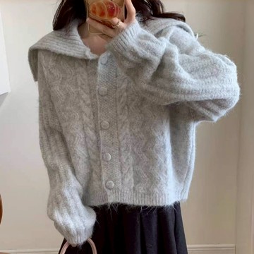 韓國chic秋冬高領毛衣加厚針織小外套