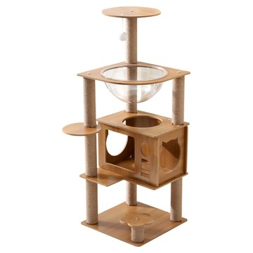 三隻喵 貓跳台/多層爬架 全麻款  1個  原木色