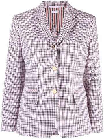 Thom Browne - single-breasted button-fastening blazer - women - Cotton/Polyamide/Polyester/Cupro - 44 - White