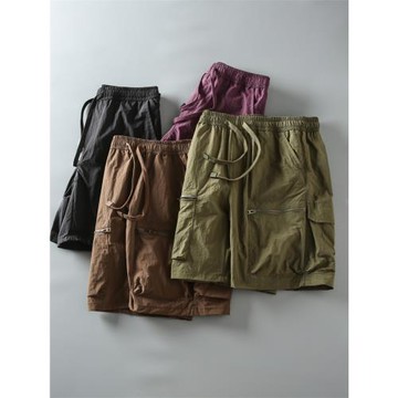 美式多巴胺夏季男士多口袋速干透氣純色簡約寬松工裝短褲五分褲潮