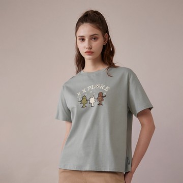 GIORDANO 女裝寬版印花上衣 Nature Lover系列 - 41 石板綠