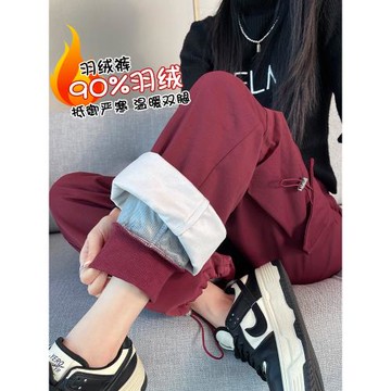 羽絨褲女外穿冬季新款2024防寒保暖防風棉褲休閑高腰直筒工裝褲子