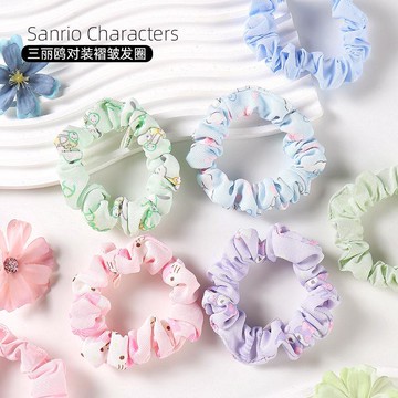 三麗鷗正版對裝褶皺發圈庫洛米玉桂狗可愛卡通少女甜美馬尾發飾 z8095