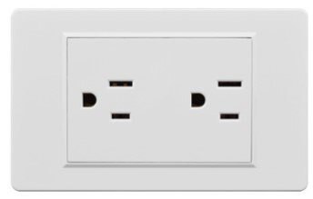 118型 台灣規格 白色 大面板 雙插附接地附蓋板 電鍋插座 雙插座 接地插座 15A 110-220V