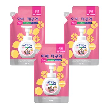 LION 獅王 趣淨 韓國原裝進口 Ai Kekute 泡泡洗手慕斯 補充包 檸檬香  450ml  3包