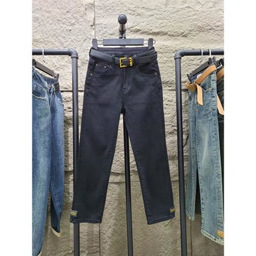 2024秋冬新款黑色直筒牛仔褲女高腰修身顯瘦八九分小個子煙管褲潮