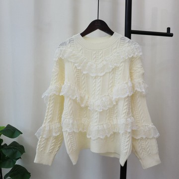 現貨+預購 針織衫長袖毛衣-甜美拼接網紗針織女上衣3色74jl56【獨家進口】【米蘭精品】