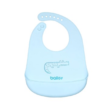 BAILEY 矽膠圍兜 六階段調式脖圍 食品級矽膠 柔軟可捲曲方便攜帶  藍色  1入  1件