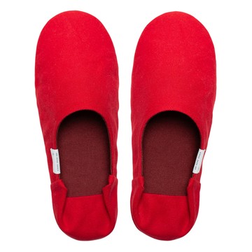 阿部產業 日本手工帆布室內拖鞋 L(25~27cm) 可機洗  樞機紅  1雙