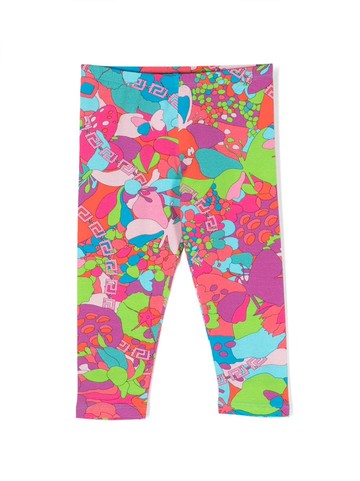 Versace Kids - floral-print stretch-cotton leggings - kids - Cotton/Elastane - 9-12 - Blue