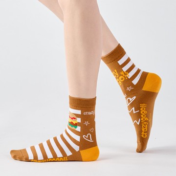 聯名Crazygogo_探險者一號 中筒襪 - 咖(F)