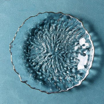 日式圓形金邊小果盤創意無鉛水晶玻璃碟子小吃料理盤婚慶沙拉碟