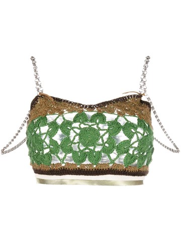 Andersson Bell - crochet cropped top - women - Wool/Polyester/Alpaca/Cotton/Steel - L/XL - Green