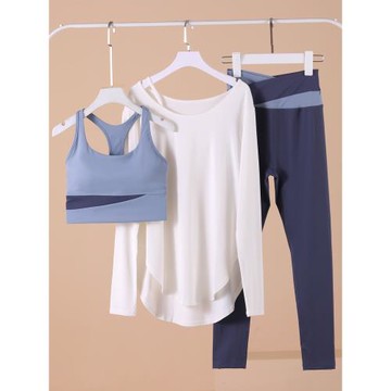 (免運)周韋彤同款裸感瑜伽服套裝速干顯瘦性專業運動文胸健身罩衣三件套