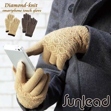 Sunlead 螢幕觸控。格菱紋保暖防寒針織手套