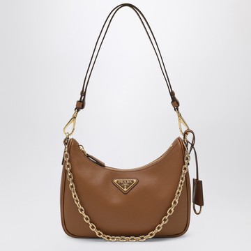 Caramel Prada Re-Edition mini bag in Saffiano leather