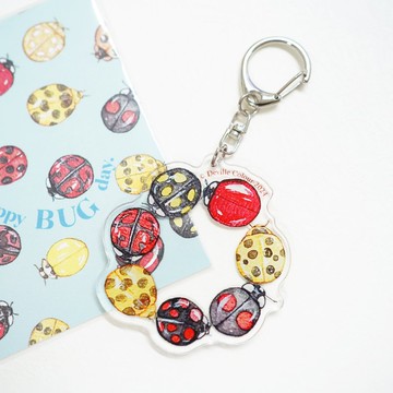 【瓢蟲小姐 - 魔法紅圈圈】水彩插畫 掛件 亞克力鎖匙扣