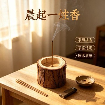 💢臺灣出貨💢杉木香插底座實木線香家用香插手工  室內圓形香爐香底座杉木盤託