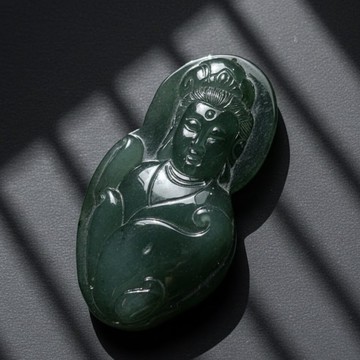 冰油青翡翠觀音菩薩項鍊 | 天然緬甸玉翡翠A貨 | 送禮