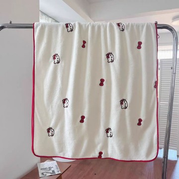 臺灣/現✨ 浴巾 毛巾 洗澡巾 擦手巾可愛Hello Kitty浴巾女毛巾兩件套吸水速幹加厚加大卡通洗澡裹巾
