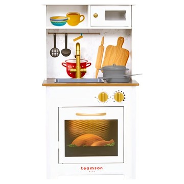 Teamson 小廚師戴米爾經典玩具廚房 木製仿真廚具組 角色扮演遊戲  白色  1個