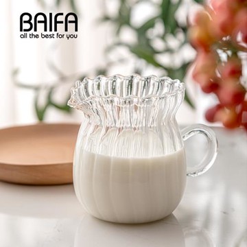 高顏值英式耐高溫玻璃奶壺咖啡奶罐奶盅糖漿果汁杯歐式加熱奶杯子