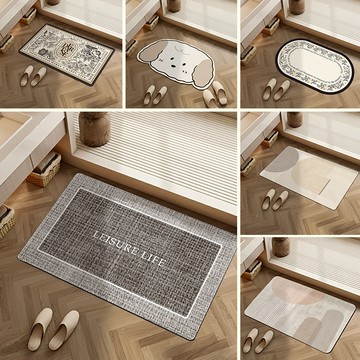 硅藻土地墊 🇹🇼台灣現貨 加厚雙層絨吸水強化珪藻土軟地墊 硅藻泥地墊【伙拼市集】 防滑地墊 吸水踏墊 浴室踏墊 防滑地墊