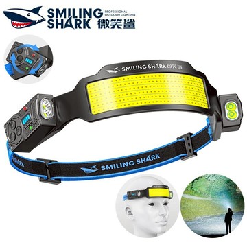 微笑鯊正品 S01 LED感應頭燈 超亮工作頭燈 315°旋轉燈頭 三按鍵操作 6檔 Type-C輕巧便攜 防水戶外露營
