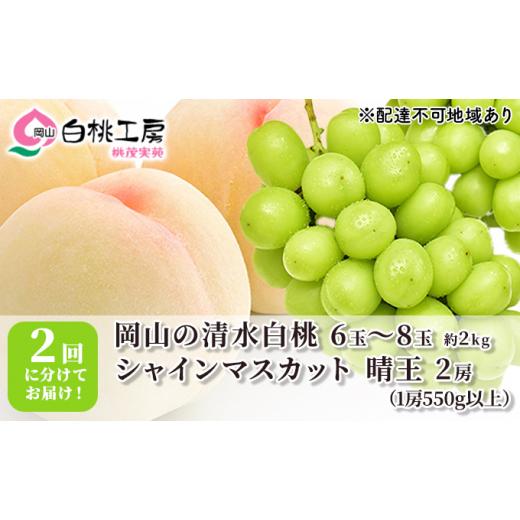 ふるさと納税 岡山県 赤磐市 桃 ぶどう 2024年 先行予約 清水 白桃 2kg シャインマスカット 晴王 2房 1房550g以上 2回に分けてお届け！もも 葡萄 定期便 岡山 …