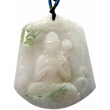 濃紫羅蘭保平安菩薩 天然A貨翡翠玉石吊墜子項鍊AA37