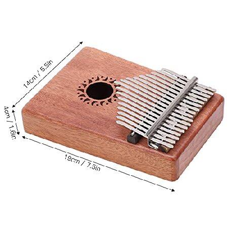 Kalimba 17 Keys Thumb Piano Kit Mahogany Wooden Finger Piano Portable Thumb Piano Steel Marimba Keys with Sun Pattern, Gift for Friends Kids