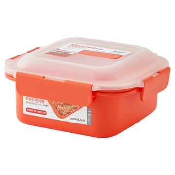 LocknLock 樂扣樂扣 可蒸煮PP材質微波專用 保鮮盒 正方形 1.1L  橘色  1個