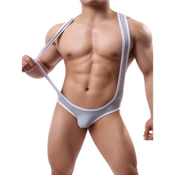 包郵男士連體三角褲 青年冰絲彈力速干性感運動健身瑜伽連體內衣