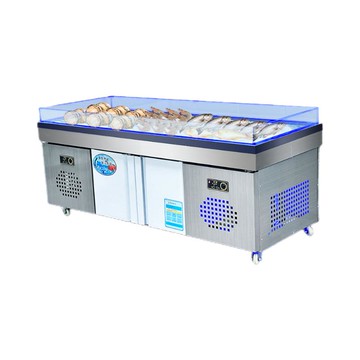 冰臺水果熟食涼菜冷藏保鮮櫃不銹鋼海鮮商用冷藏臺面展示櫃雙開門223-YJ 公司貨