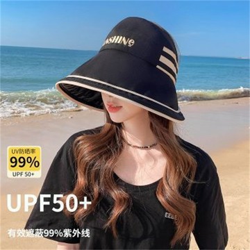 台灣熱賣黑膠防曬帽子女夏季出遊防紫外綫空頂遮陽帽大帽簷旅遊沙灘漁夫帽-L1001 IBDN