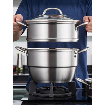 《清倉》德世朗不銹鋼蒸鍋家用蒸籠蒸煮鍋大容量28燃氣灶電磁爐