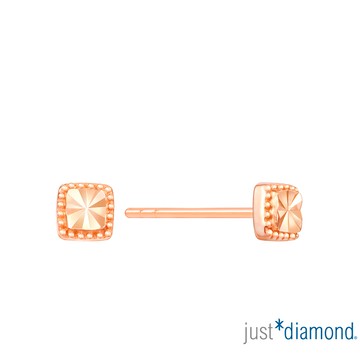 【Just Diamond】方鑽語 18K玫瑰金耳環(網路限定)