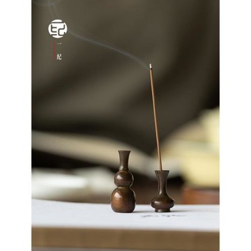 中式花器型黃銅小香插香座家用室內線香爐銅迷你禪意茶道線香香插