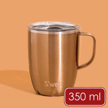 《S well》Mug不鏽鋼滑蓋保溫馬克杯-香檳金350ml-- swell水壺保溫杯 保冷保冰杯 推蓋直飲杯 環保杯 便攜杯 咖啡杯 隨行杯