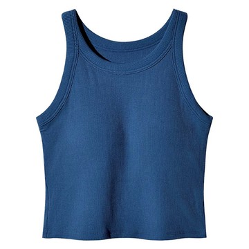 細條紋內搭背心 柔軟親膚 彈性面料 修身緊緻  L  藍色