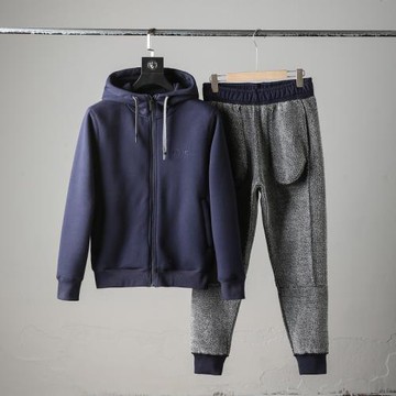 冬季新款 加絨加厚男士連帽開衫衛衣外套保暖棉衣休閑百搭衛褲