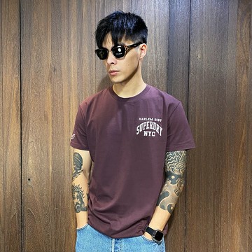 美國百分百【全新真品】極度乾燥 Superdry T恤 上衣 SD T-shirt 短袖 logo 短T 磚紅 CC89