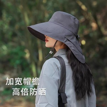 桃園出貨✨防曬帽子女夏季遮陽戶外騎行護頸太陽帽特大檐透氣摺疊登山漁夫帽
